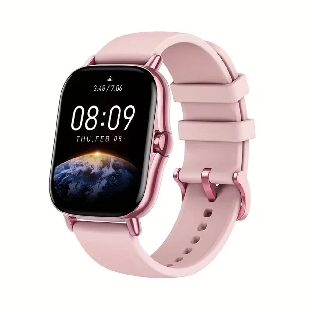Pink Smart Watch with Wireless Calling, Music & Voice Assistant - Android/iPhone